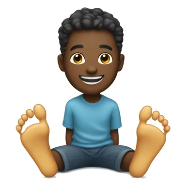 smiling and showing feet sticker