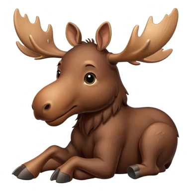 A high-resolution digital illustration of a baby moose in a clean, semi-realistic style. The baby moose is shown facing sideways head tilted  sticker