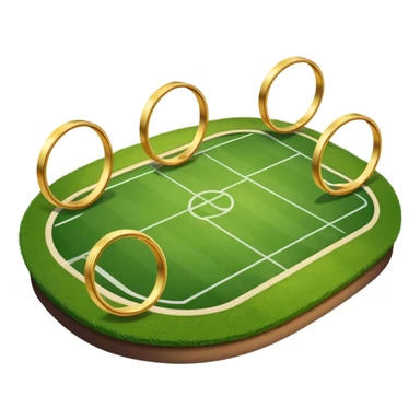 quidditch field with three golden hoops on each end, an oval shaped playing field sticker