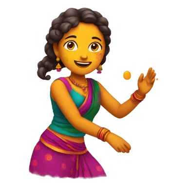 Woman playing holi sticker