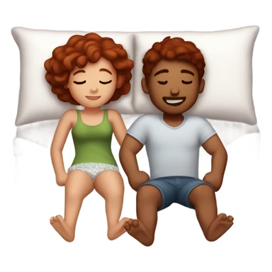 Burgundy haired girl and boyfriend cuddling in bed sticker