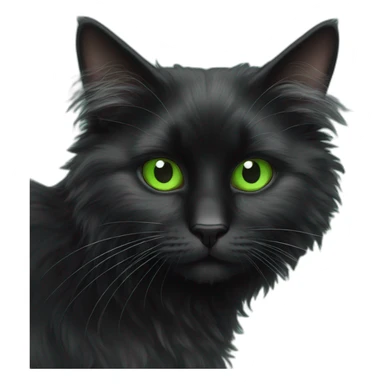 Angora curious black cat with green eyes sticker