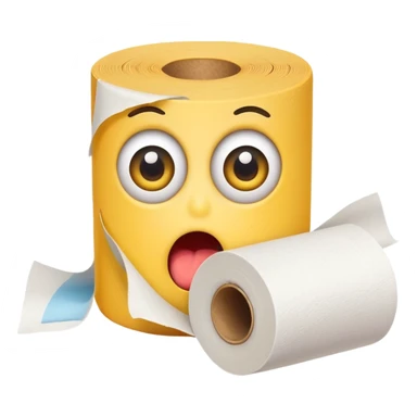 funny emoji with a toilet paper roll and a shocked face sticker