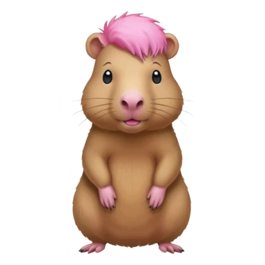 Capybara with pink head hair, standing sticker