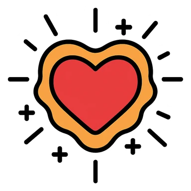 the concept of life, shown as a glowing heart surrounded by energy, modern icon style sticker