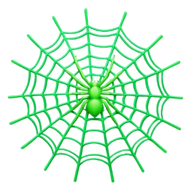 a stylized green laser spider web, 3/4 view sticker