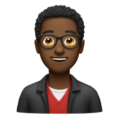 black guy with glasses wearing a red shirt sticker