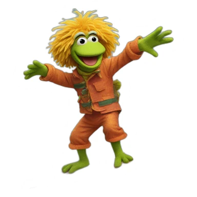 fraggle surfing on a wave sticker