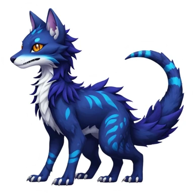 Kawaii dark edgy fantasy feline-vernid-sergal-fursona animal creature with a tufted tail full body with intricate markings  sticker