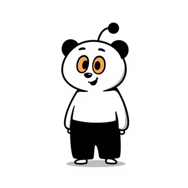 Reddit Snoo mascot, hand-drawn doodle style, white body, orange eyes, quirky and fun sticker