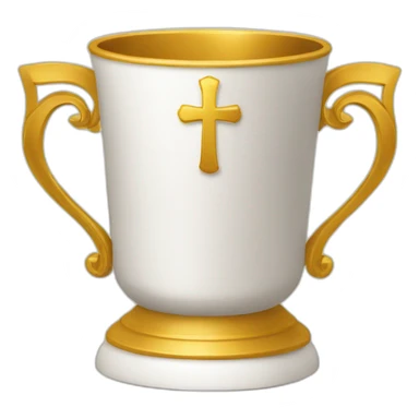 royal empty Christian cup for the winner with a cross on royal background sticker