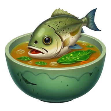 disgusting watery soup, fish head floating sticker