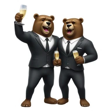 two muscle bears in a suit cheerings champagne sticker
