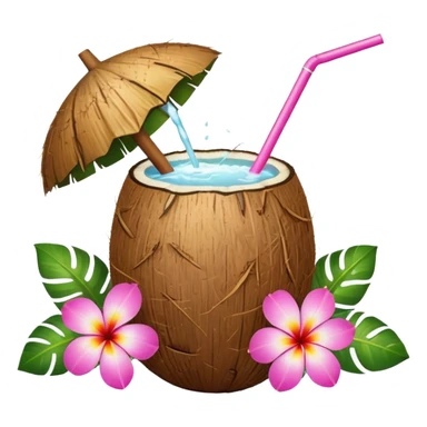 Coconut drink with flowers sticker