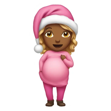 Pink pregnant Christmas  sticker
