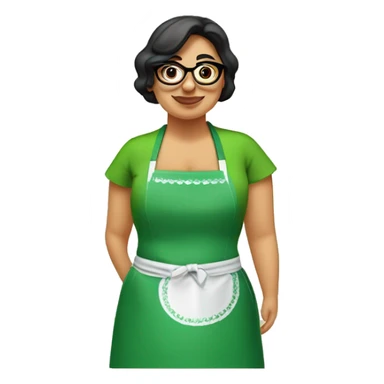 mexican chubby lady green apron  with glasses cooking tacos sticker