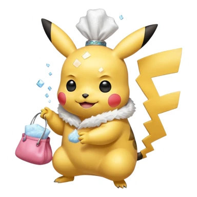 pikachu with transparent bag of white powder in hands sticker