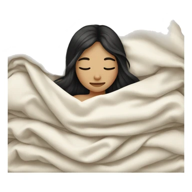 pale girl with long black hair sleeping in blanket  sticker
