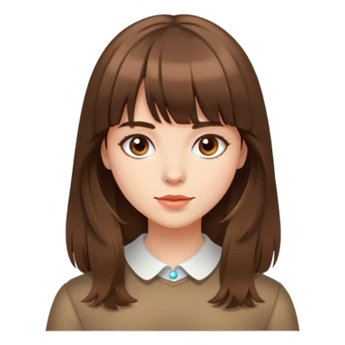 A girl with medium-long hair and bangs sticker