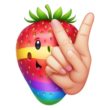 Strawberry flipping middle finger rainbow sticker