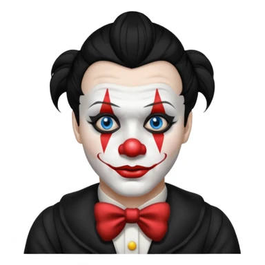man with black hair black and white clown makeup black clothes sticker
