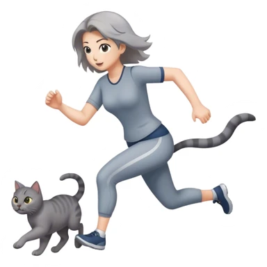Woman stealing cat running sticker
