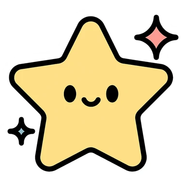 pastel colored minimal kawaii star with modern lines and slight sparkle sticker
