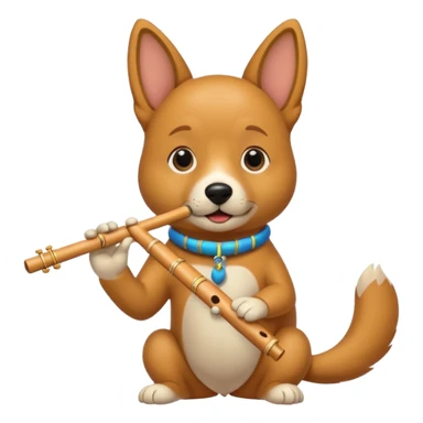dog playing flute sticker