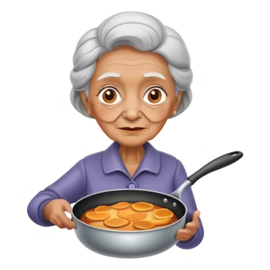 Old lady stealing a frying pan sticker