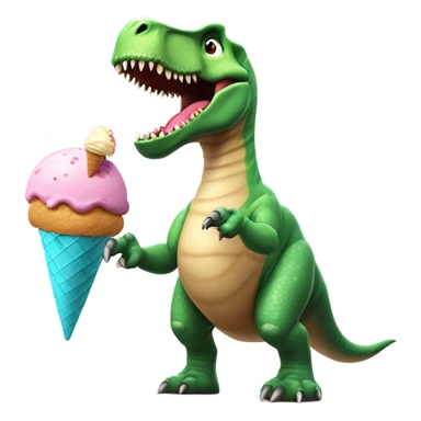 Dinosaur eating ice cream sticker