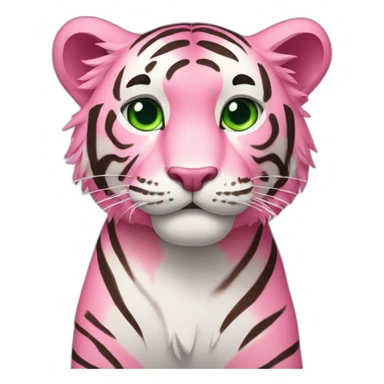 Pink tiger with green eyes sticker