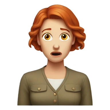 Redhead woman looking scared sticker