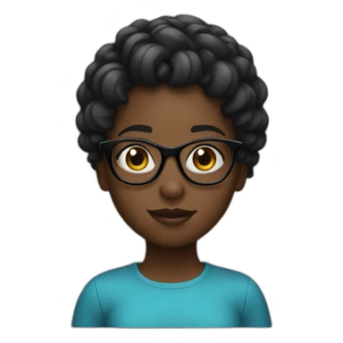 a black wavy black long girl wich glasses sticker