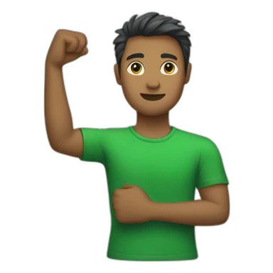 Arm with a green shirt sticker