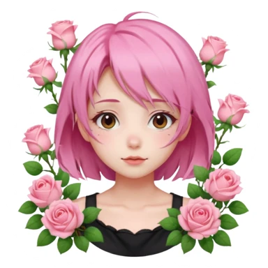 Gorgeous pastel pink anime lady roses with blushy cheeks sticker