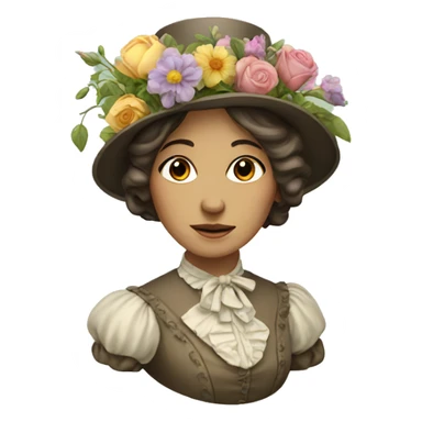 victorian lady  with flowers sticker