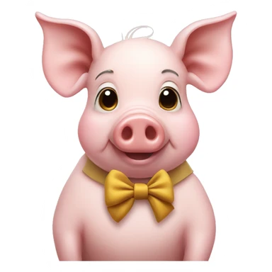 pig wearing a bow and making peace sign  sticker