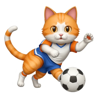 A cat kicking a soccer ball sticker