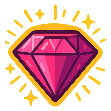 stylized pink diamond with a glowing aura, cartoon style, vibrant colors sticker