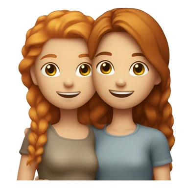 ginger girl and brunette girl hugging  sticker