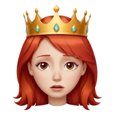 Beautiful lady crying tears can see shoulders red hair and crown on her head sticker
