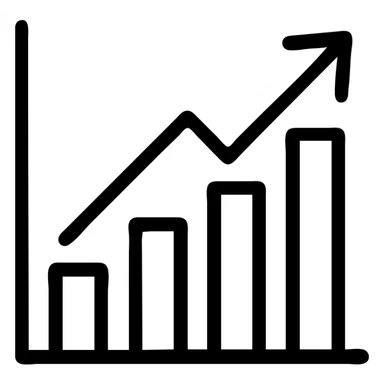 Minimalistic linear icon, thin outline, professional corporate style, monochrome, suitable for business brokerage website. Clean, modern, scalable vector design. Business analytics icon, graph growing up, minimalist outline, clean corporate style, single color, flat design in the style of an icon sticker