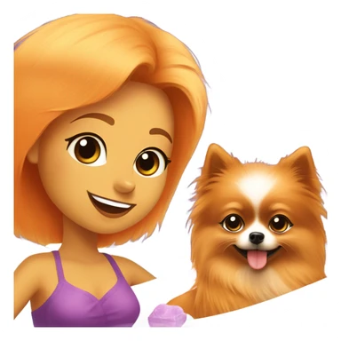 orange Pomeranian dog with girl spa sticker