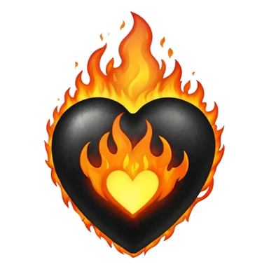 Black heart on fire sticker