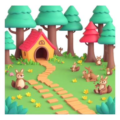 enchanted forest scene with glowing plants and whimsical trees sticker