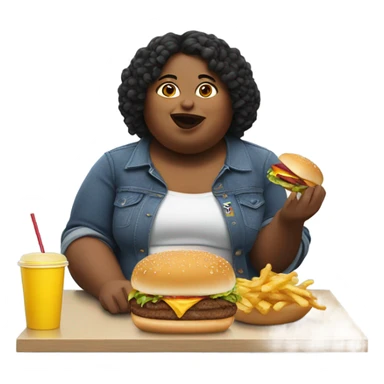 Fat woman eats fast food  sticker