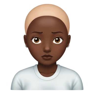 Girl showing tiredness, dark skin tone, bald sticker