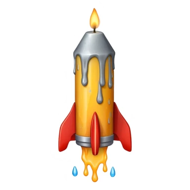 THe candle emoji on a 45* rocket sticker