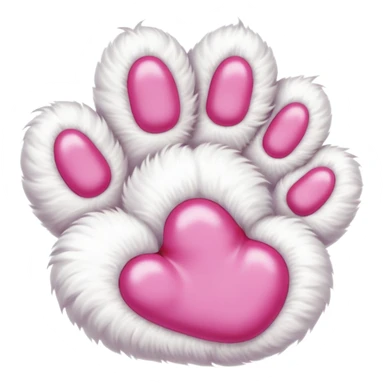white cat paw with arm, from the bottom, vivid pink toe beans, cute sticker