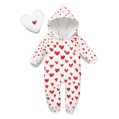 white and red heart romper for newborns sticker